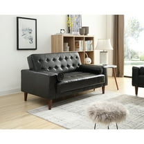 Glory Furniture Andrews Faux Leather Sleeper Loveseat in Black