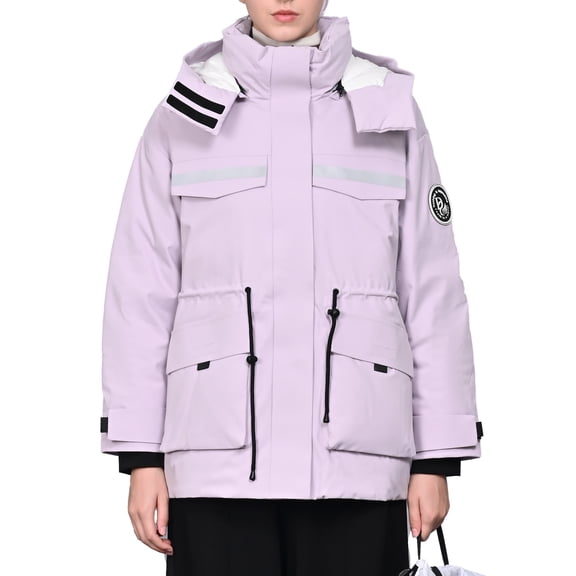Women's Winter Workwear Parka Down Jacket - Goose Down Filled, Removable Hood, Warm Fashion Outerwear for Office & Daily