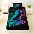 thumbnail image 3 of Castle Fairy Sport Handball Twin Sheets 3pcs, Gradient Graffiti Splash Bedding, Black Teal Pink,1 Fitted Sheet, 1 Flat Sheet and 1 Pillowcase, 3 of 6