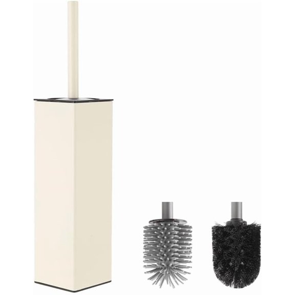Toilet Brush and Holder Set White Freestanding for Bathroom
