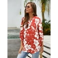 thumbnail image 4 of Nlife Women Bohemian 3/4 Sleeve V Neck Floral Print Shirt, 4 of 8