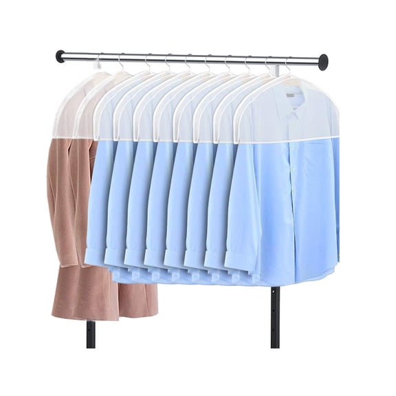 GoXteam 10Pack Shoulder Covers Clothing dust Cover Hanger Covers for Clothes Plastic Garment Bags for Closet Storage Suit, Coats, Jackets, Dress