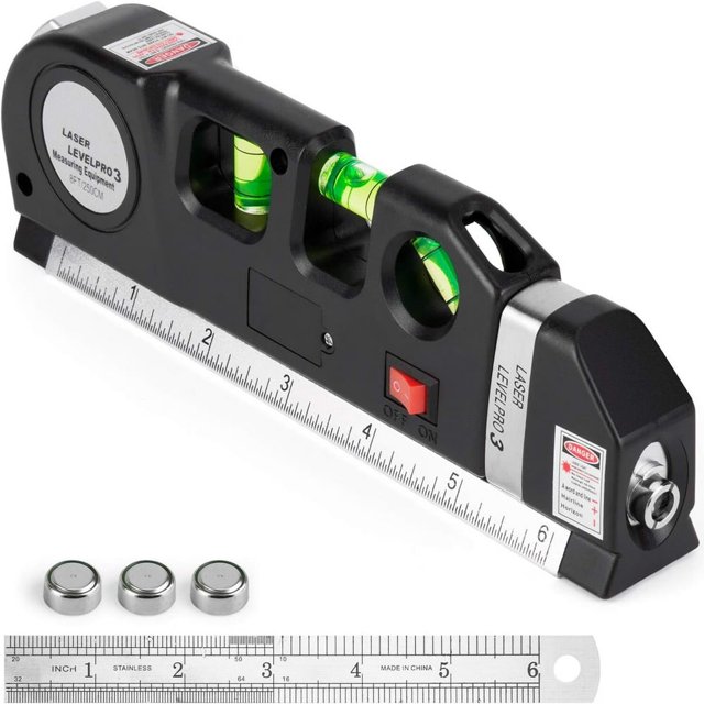 LOVEVER Laser Level Line Tool Multipurpose Lazer Leveler Tool 8 feet Cross Line Laser measuring Tape Laser Level for Picture Hanging Cabinets Tile Walls Condition
