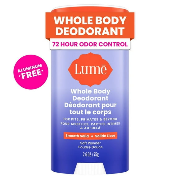 Lume Whole Body Women’s Deodorant - Smooth Solid Stick - Aluminum Free - Soft Powder Scent - 2.6oz, 2.6oz