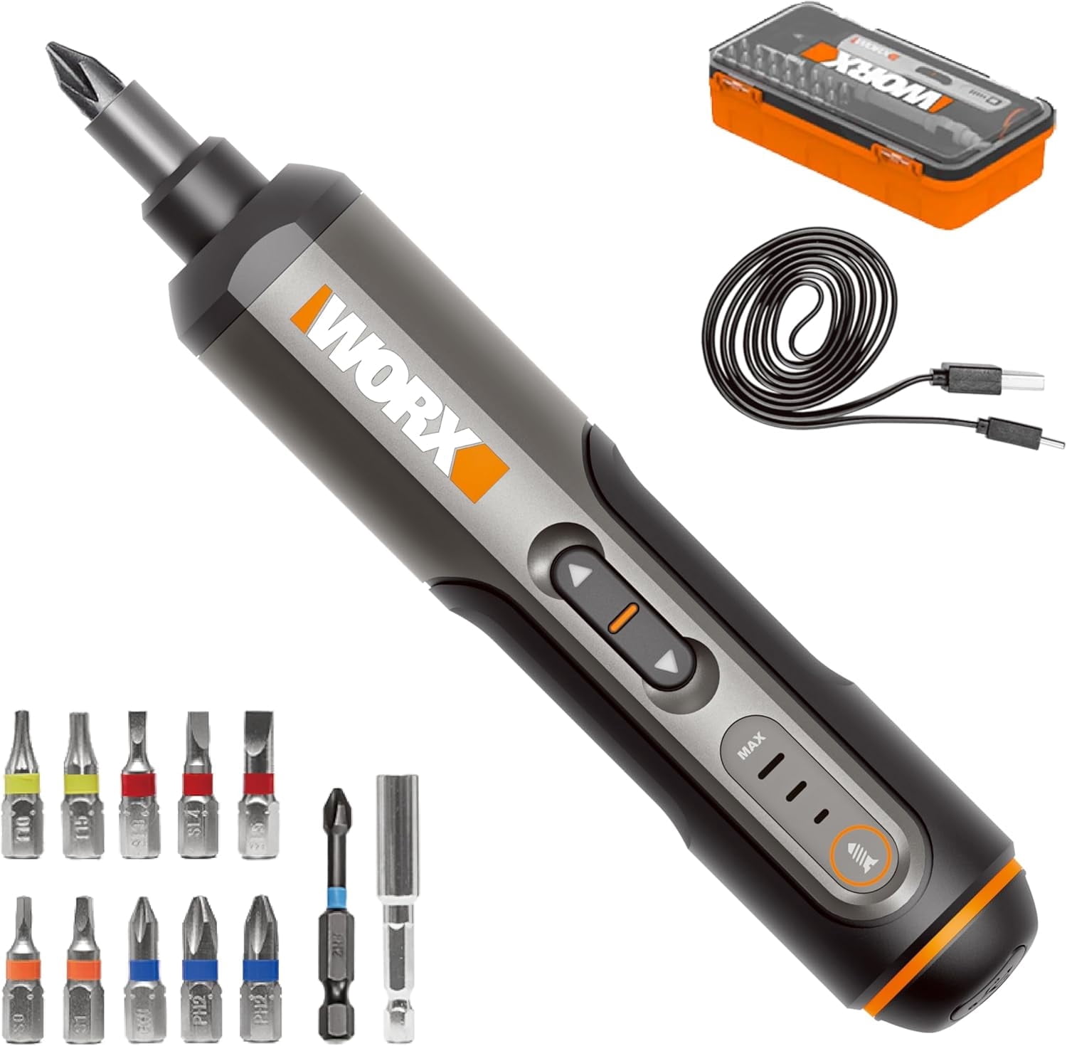 SKIL 4V Cordless Screwdriver With Live Wire Detector - Includes 45pc Bit Set, Case & USB Charging