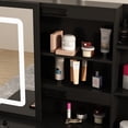 thumbnail image 5 of KULAGAGA Makeup Vanity Table with Sliding Lighted Mirror, Vanity Desk Makeup Dressing Table with 5 Drawers and Cushioned Stool for Women and Girls, Black, 5 of 7
