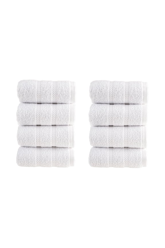 Turkish 8 Pack Premium Washcloths (8 Pieces) 650 GSM Highly Absorbent Super Soft 100% Cotton - 8 Washcloths - White