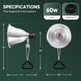 thumbnail image 2 of Reflector de aluminio HealSmart de 5.5 pulgadas con toma de luz tipo pinza, 60 W, 2 of 7