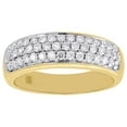 thumbnail image 2 of Mens 10K Yellow Gold Round Diamond Dome Wedding Band Pave 3 Row Ring 6.75mm 1 Ct, 2 of 5