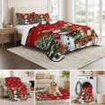 thumbnail image 6 of 3 Pieces King Quilt Set,Christmas Trees Deer Snowman Soft Bedding Sets with 1 Quilt & 2 Pillow Shams,Let Snow Words on Red Summer Bedspread Lightweight Coverlet Comforter, 6 of 9