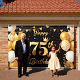 thumbnail image 5 of Golden Theme 75th Birthday Banner Black Background Display Crown Design Metallic Balloons Royal Birthday Backdrop for 75th Birthday Party Senior Anniversary Royal Celebration, 5 of 6