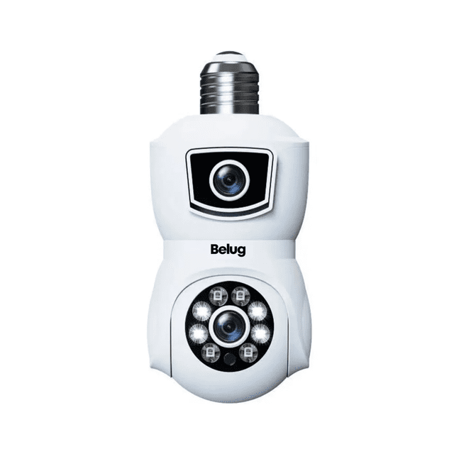 Cámara De Seguridad Wifi 360°visión Nocturna Doble Lente E27 Belug Blanco