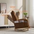 thumbnail image 2 of Brookwell Cozy Reclining Rocking Chair – Ergonomic Upholstered Glider with Pocket Storage, Adjustable Backrest, and Wooden Base for Living Room, Bedroom, Nursery, 2 of 9