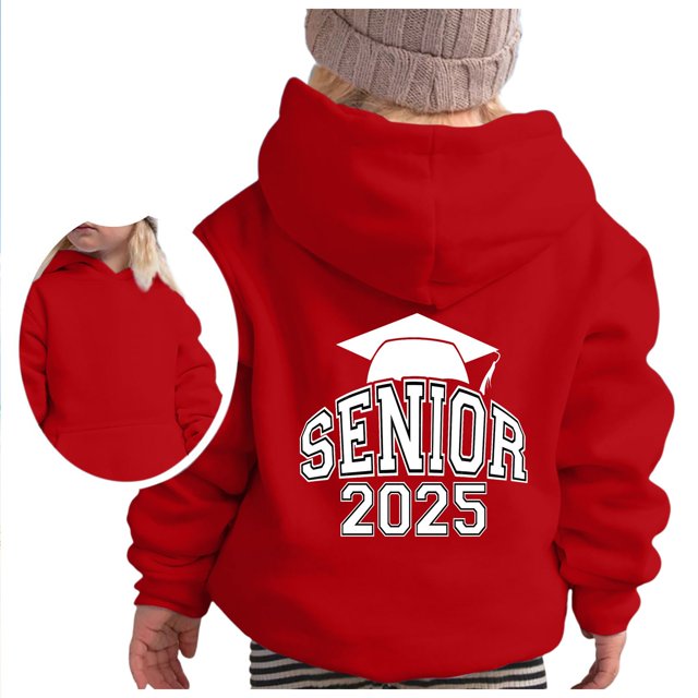 PMVFHDE Chandails en Molleton pour Enfants, Chandail à Capuchon à Manches Longues pour Filles, Sweat à Capuche Graphique, Pulls Mignons pour Filles, Rouge, 110
