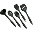 thumbnail image 1 of Juego de utensilios de cocina de silicona de 5 piezas, juego de utensilios de cocina que incluye espátula, cuchara ranurada, cuchara, cuchara para servir, cucharón de sopa, apto para lavavaj, 1 of 3