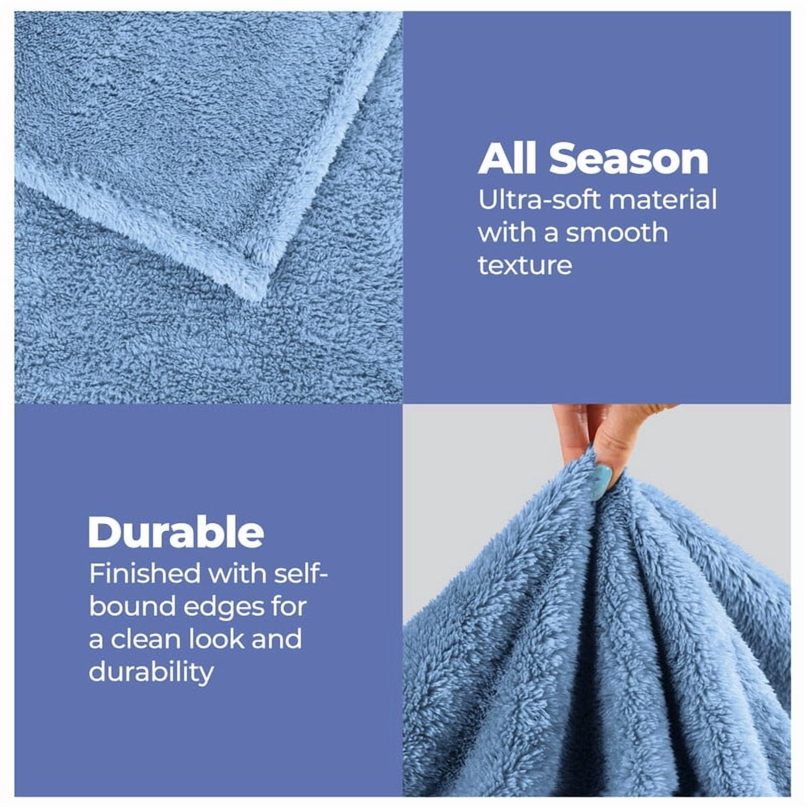 Superior Super Soft Plush Fleece Blanket 50" x 70", Bed & Couch Blankets, Throw XL, Blue