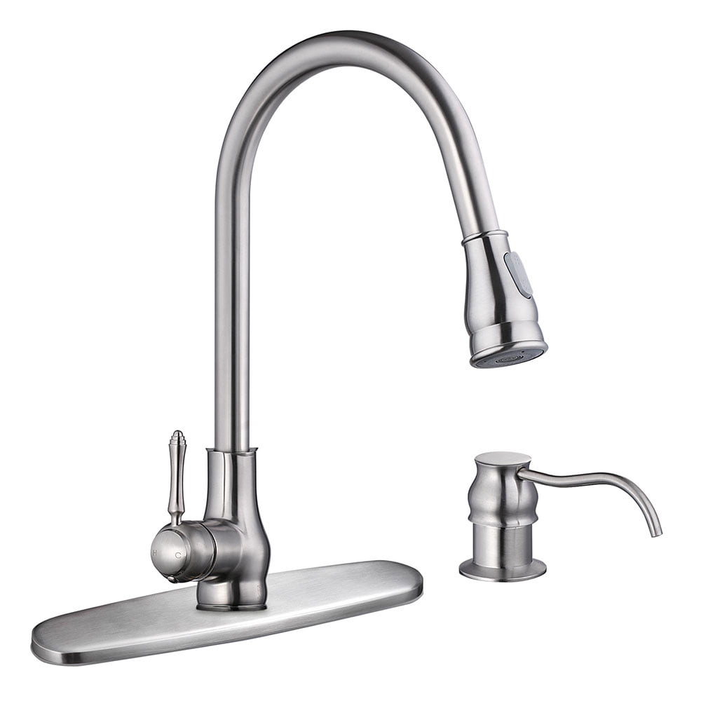 Aquaterior Single Handle Kitchen Faucet 360° Swivel Pull-down Sprayer w