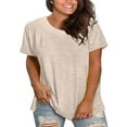 thumbnail image 2 of Yubnlvae Plus Size Loose T-Shirts for Women - 2025 Summer Round Neck Casual Tops (Breathable Cotton, S-5XL) Beige L, 2 of 5