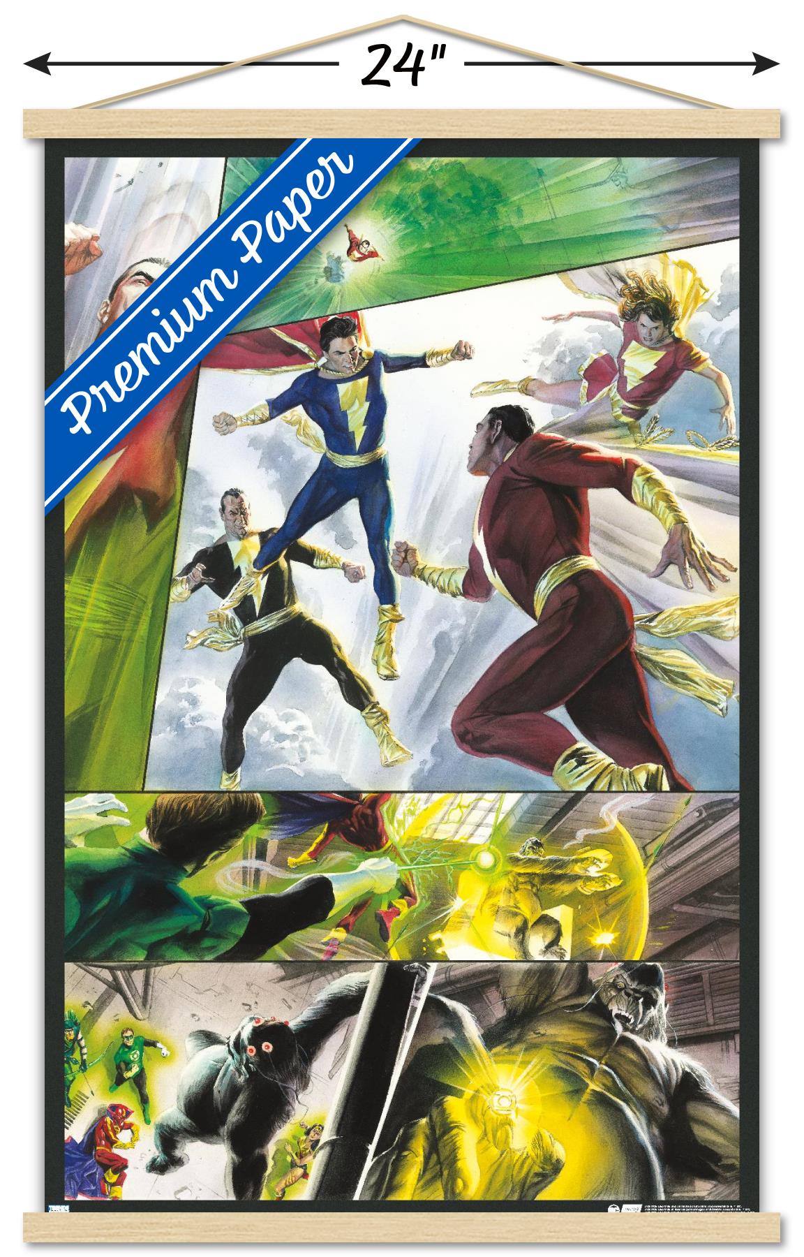 DC Comics Justice League - Shazam Family and Black Adam Wall Poster with Magnetic Frame, 22.375" x 34"