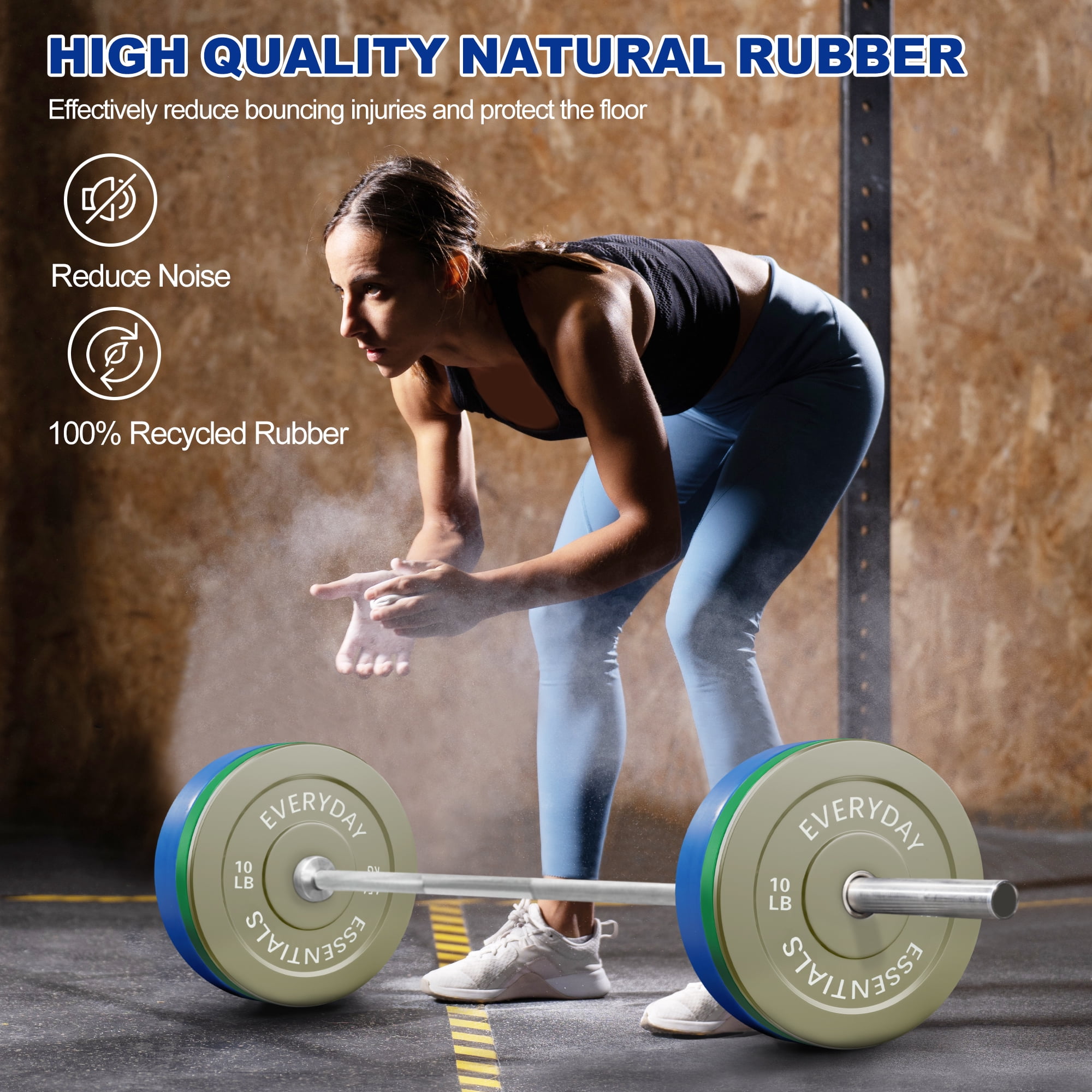 BalanceFrom Olympic Bumper Plate Weight Plate with Steel Hub, Color Coded, 160 lbs Set