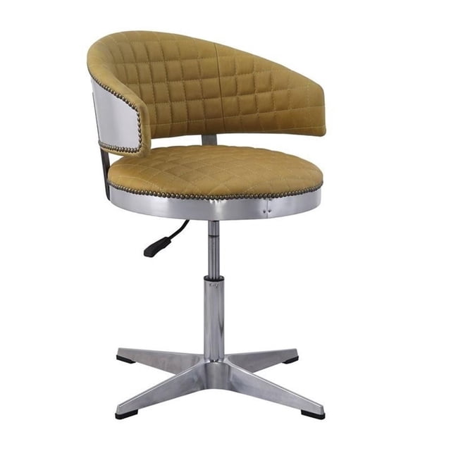 Bowery Hill Chaise Moderne Réglable avec Pivot en Cuir Pleine Fleur de Curcuma