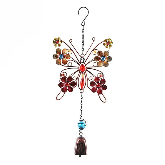 Yeacher European Style Metal Butterfly Wind-Bell -Rust Paint Spraying Home Iron Art Ornament