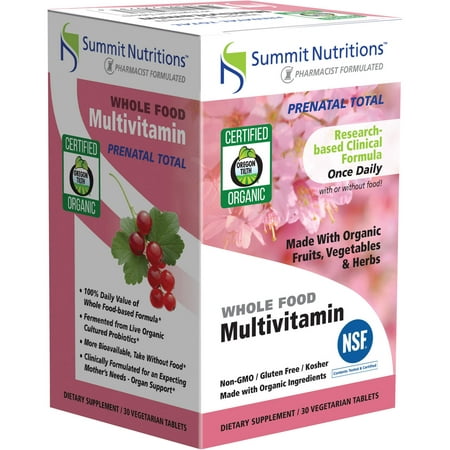 Summit Nutritions Prenatal Total Whole Food Multivitamin Dietary Supplement Vegetarian Tablets, 30