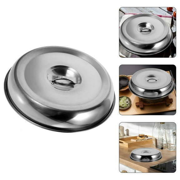 PTOOTP Stainless Steel Round Dome Basting Cover 8.7x8.7x1.6in Heat Retention Lid for Outdoor Grilling and Cooking Use