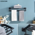 thumbnail image 2 of KOKOSIRI Bath Towel Rack with Double Towel Bars Bathroom Towel Shelf 20 Inch Towel Holder Wall Mounted Stainless Steel Matte Black B6005BK-L20, 2 of 7