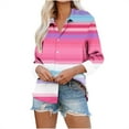 thumbnail image 2 of Qepwscx Casual Womens Long Sleeve Button Up Tops Stripe Print Collar Neck Shirts Going Out Tops T-Shirts Blouses Fall Spring Sweatshirt Basic Tees Loose Fits for Women, 2 of 6