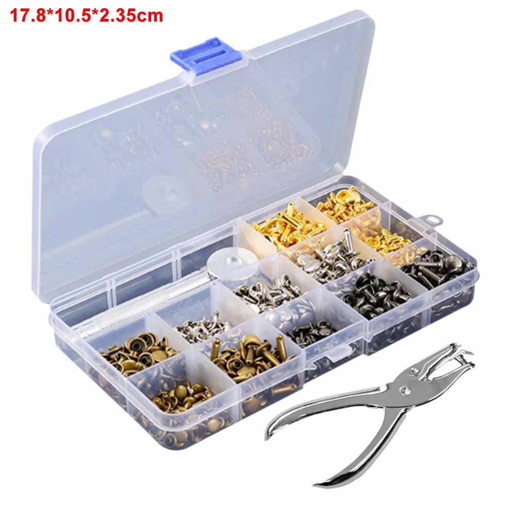 360Pcs Leather Rivets Double Cap Rivet Tubular Metal Studs with Punch