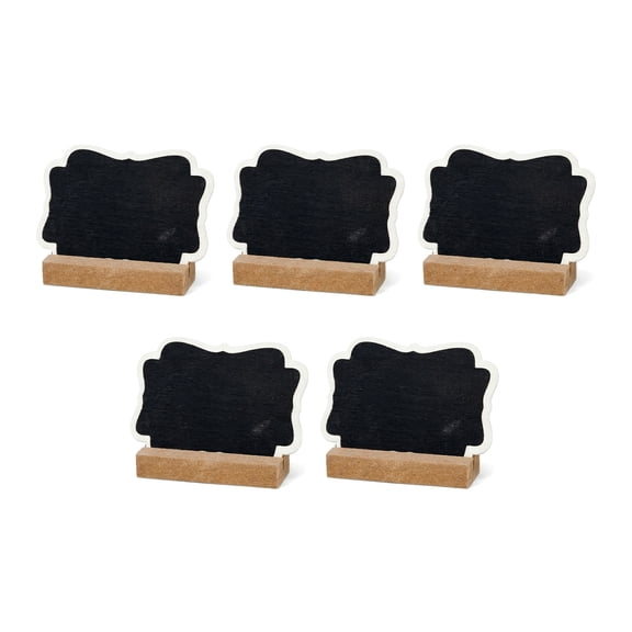 Unique Bargains 20Pcs Mini Chalkboard Signs with Support Base 5Pcs Geometric 3.3" x 1.0" x 2.4"