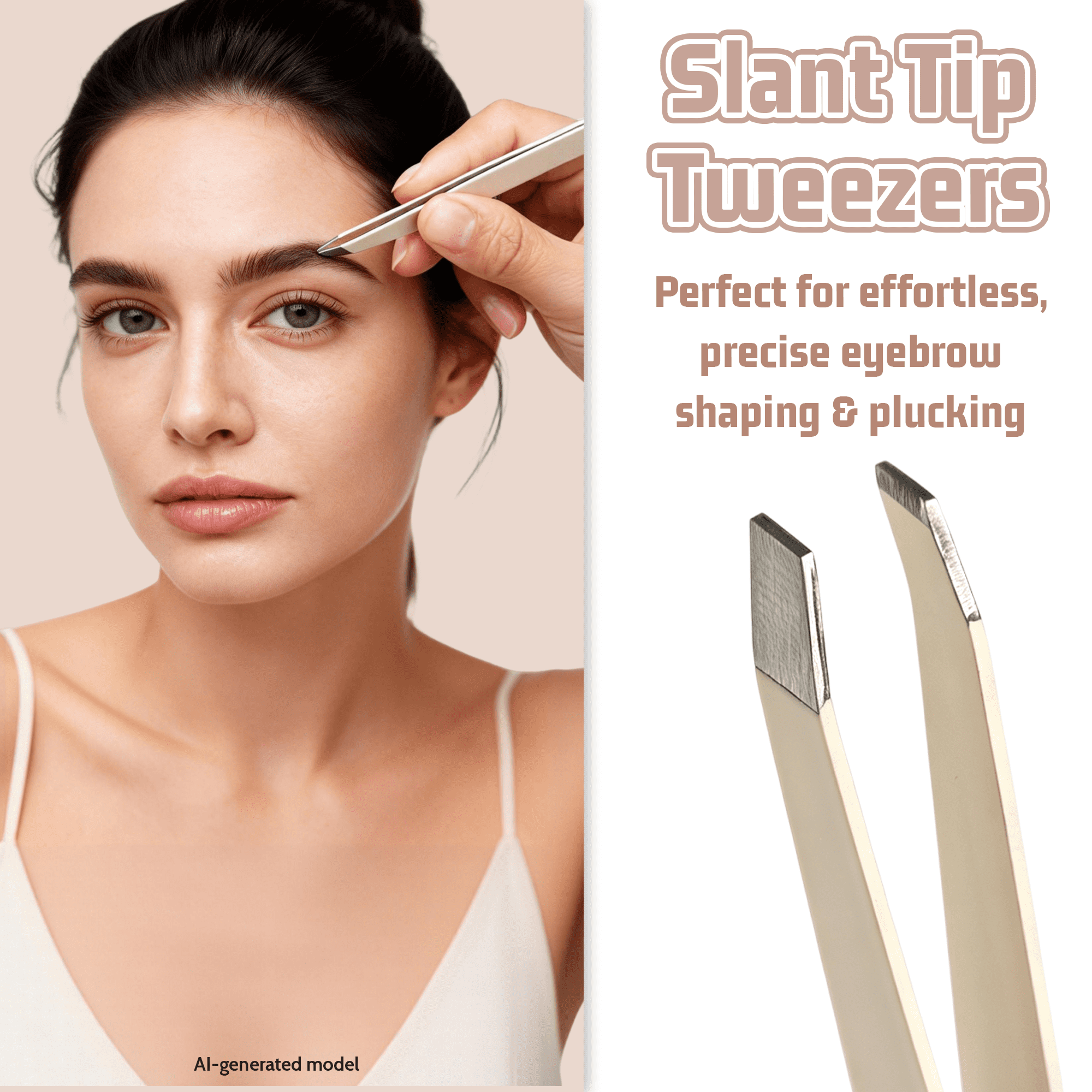 2-Pack Tweezers for Eyebrows, Facial Hair, Ingrown Hair Removal, Slant and Point Tip Tweezer Set for Women and Men, Professional Stainless Steel Precision Eyebrow Plucking Grooming with Case
