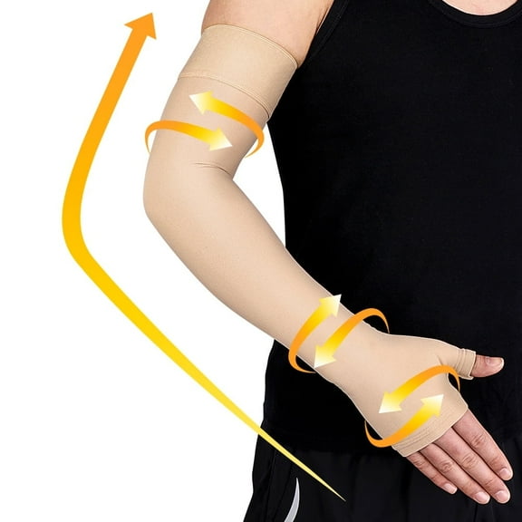 beister Lymphedema Arm Sleeve 20-30mmHg with Gauntlet - Medical Compression for Post-Mastectomy & Arm Swelling Relief, for Women & Men (Single)