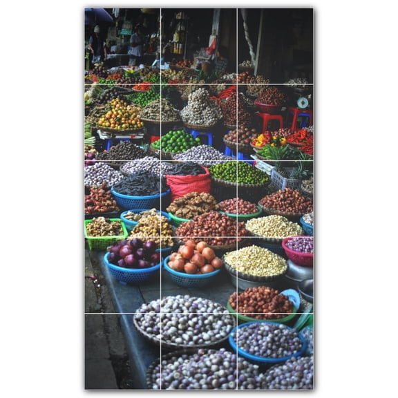 Picture-Tiles.com: Fruit Ceramic Tile Wall Mural WAL500715-35S. 12.75"W x 21.25"H using (15) 4.25" x 4.25" Ceramic Tiles-Satin Finish