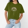 thumbnail image 2 of NAMTYQX Ladies Tops and Blouses Stretch Plus Size Soft Hawaiian Gemustert Short Sleeve Loose Patterns Round Neck Womens Graphic Tees Army Green Size 2XL, 2 of 4