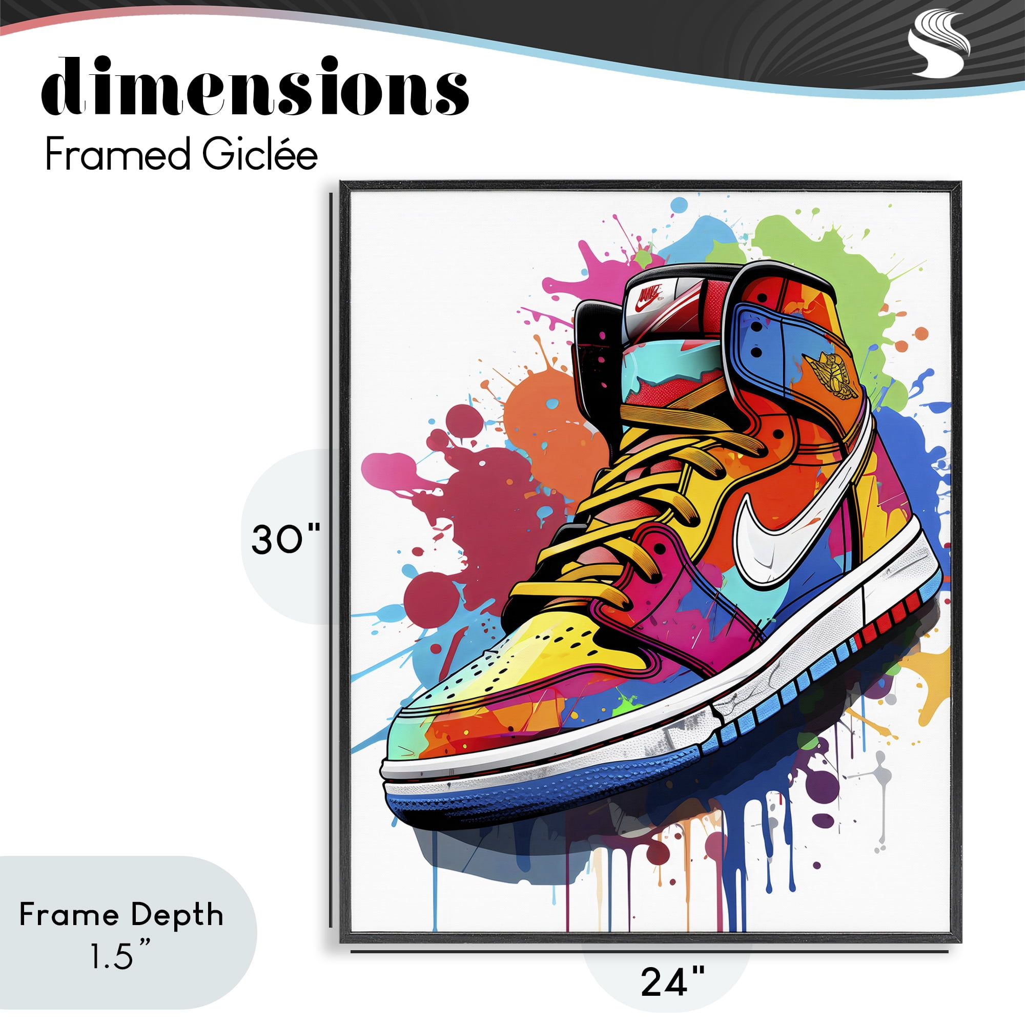 Stupell Industries Graffiti Sneaker on White Black Framed Giclee Art, design by Creative Studio