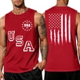 thumbnail image 2 of Youpwaven Men's 250th Anniversary USA Muscle Tank Top, 1776-2026 Double-Sided Graphic Tee, Staggered "USA" Front & Distressed Back Flag Performance Shirt, Landmark Year Celebration Vest, 2 of 5