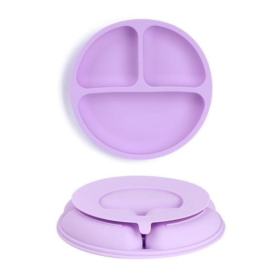 Takidtoo Silicone Suction Plates Silicone Grip Dish for Babies/Toddlers, Divided Plate, 100% Food Grade Silicone, Microwave & Dishwasher Safe