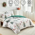 PERFEMET Green Christmas Tree Twin Size Boys Comforter Set 3Pcs White