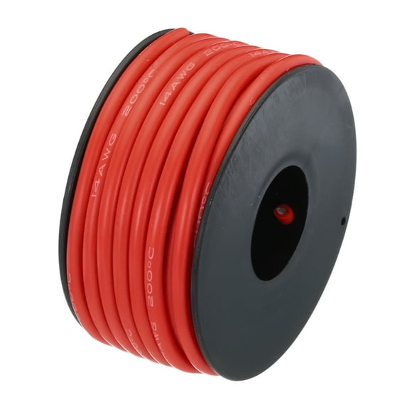 Unique Bargains 14 Gauge Silicone Wire 14AWG Electrical Wire Stranded Tinned Copper High Temp Hookup Spool 24.6ft Red