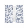 thumbnail image 2 of Boho Blue Floral Semi Sheer Curtains 63 Inch Length 2 Panels Set, Vintage Farmhouse Paisley Plant Leaf Sheer Kitchen Curtain Privacy Voile Window Curtain for Living Room Bedroom Rod Pocket Drapes, 2 of 7