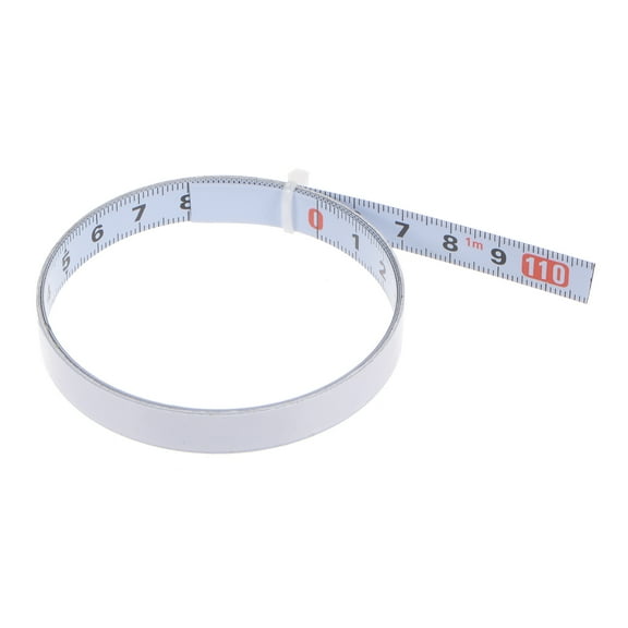 Adhesive Backed Tape Measure 100cm Metric Left to Right Reading Measuring Tape Steel Sticky Ruler, White