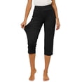thumbnail image 6 of Tsesme Women's Casual Capris Loose Straight Leg Cropped Pants with Pockets, Comfy Elastic Waist Versatile Capris ,Black,L, 6 of 8