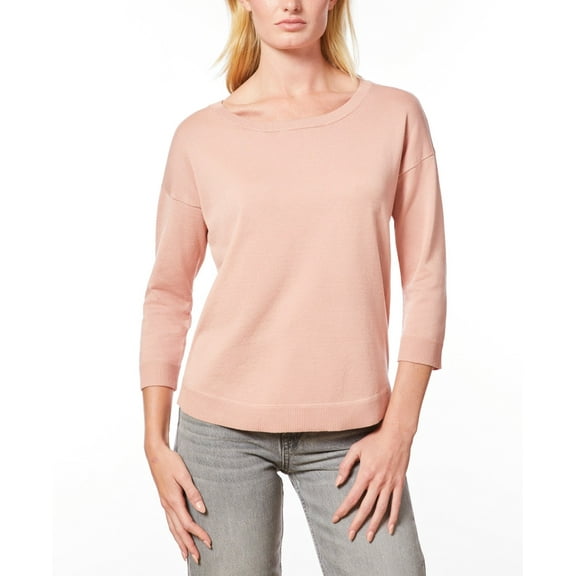 Melissa Paige Womens Boat-Neck Button-Back Blush Pink L