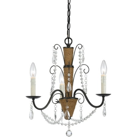 

Chandeliers 3 Light Fixture With Antigo Rattan and Crystal Finish Metal/Crystal Material E12 18 180 Watts