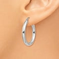thumbnail image 3 of Real 14kt White Gold Polished 3mm Tube Hoop Earrings; for Adults and Teens; for Women and Men, 3 of 4