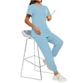 thumbnail image 4 of Minjewel Women's Quick-Dry V-Neck Scrubs for Women Set with Pockets, Fast Drying & Comfortable Scrub Set for Healthcare Workers,Sky Blue S, 4 of 6