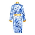 thumbnail image 3 of KOMOO Women Silky Nightgown Belt Dollars Print Gown Spa Bathrobes Bride Bridesmaid Satin Sleepwear, 3 of 3