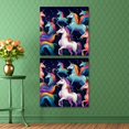 OWNSERIES Rainbow Unicorn Pattern 2PC Canvas Wall Art Paintings for